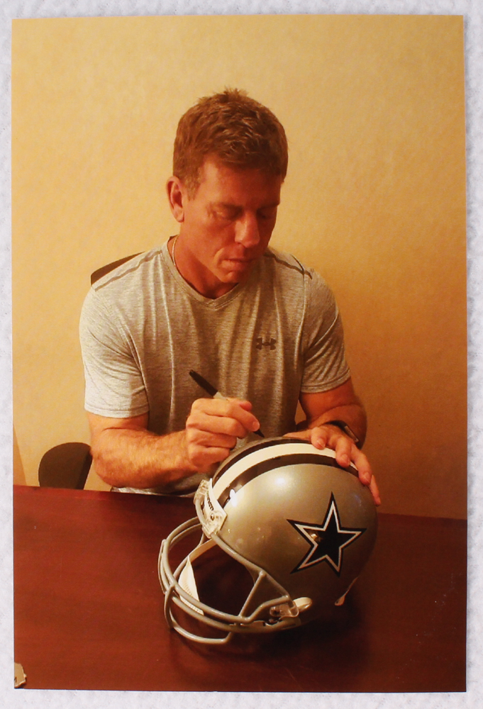 Troy Aikman Signed Cowboys Full-Size Helmet (Aikman Hologram) at PristineAuction.com Troy Aikman Signed Cowboys Full-Size Helmet (Aikman Hologram) at PristineAuction.com