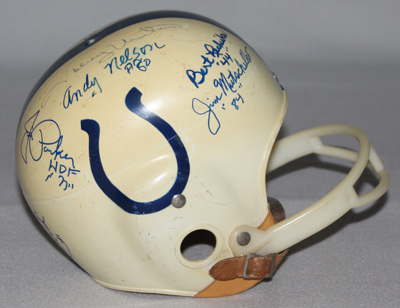 Multi-Signed Baltimore Colts Vintage Full-Size Helmet Signed by (9) With Lenny Moore, Jim Parker, Johnny Unitas, Art Donovan (JSA ALOA) at PristineAuction.com Multi-Signed Baltimore Colts Vintage Full-Size Helmet Signed by (9) With Lenny Moore, Jim Parker, Johnny Unitas, Art Donovan (JSA ALOA) at PristineAuction.com