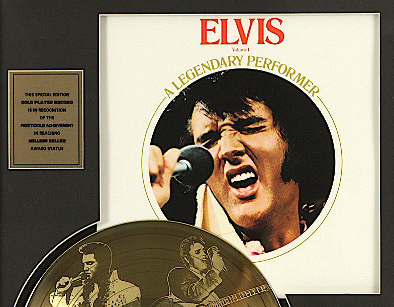 Elvis Presley Custom Matted 18" x 24" 24K Gold Plated "A Legendary Performer " Record Album Award Display at PristineAuction.com Elvis Presley Custom Matted 18" x 24" 24K Gold Plated "A Legendary Performer " Record Album Award Display at PristineAuction.com