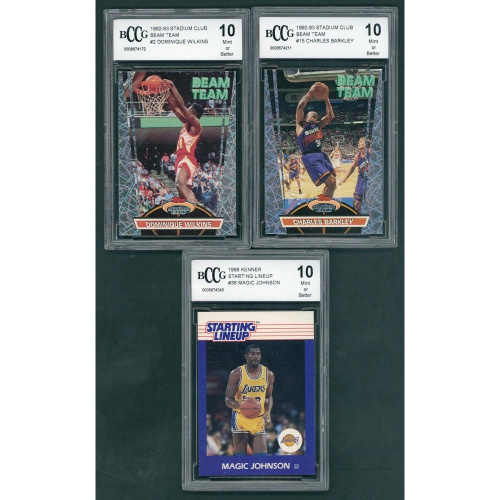Lot of (3) Graded (BCCG 10) Basketball Cards with 199293 Stadium Club