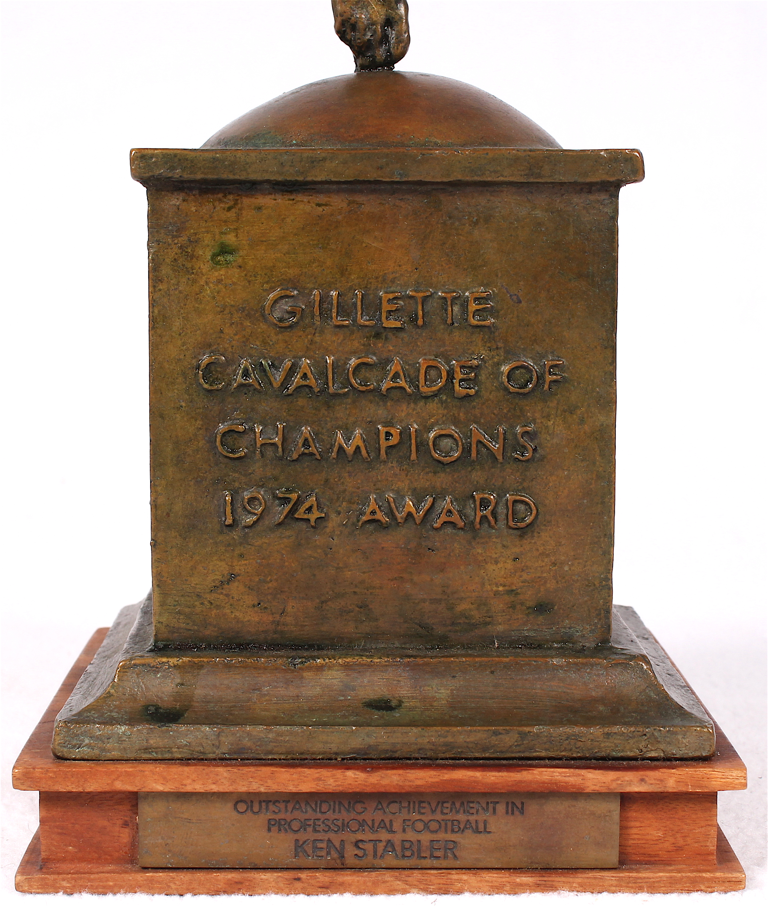 Ken Stabler 1974 Gillette Cavalcade of Champions "Outstanding Achievement in Professional Football" Trophy (Stabler LOA) at PristineAuction.com Ken Stabler 1974 Gillette Cavalcade of Champions "Outstanding Achievement in Professional Football" Trophy (Stabler LOA) at PristineAuction.com