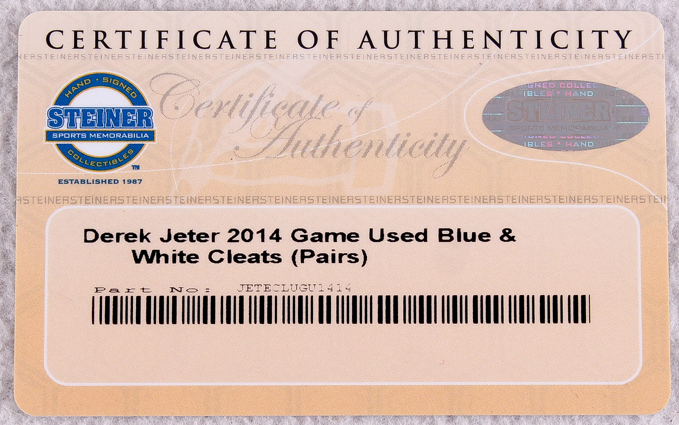 Pair of (2) Derek Jeter Yankees 2014 Game-Used Custom Jeter Nike Cleats (Steiner COA) at PristineAuction.com Pair of (2) Derek Jeter Yankees 2014 Game-Used Custom Jeter Nike Cleats (Steiner COA) at PristineAuction.com