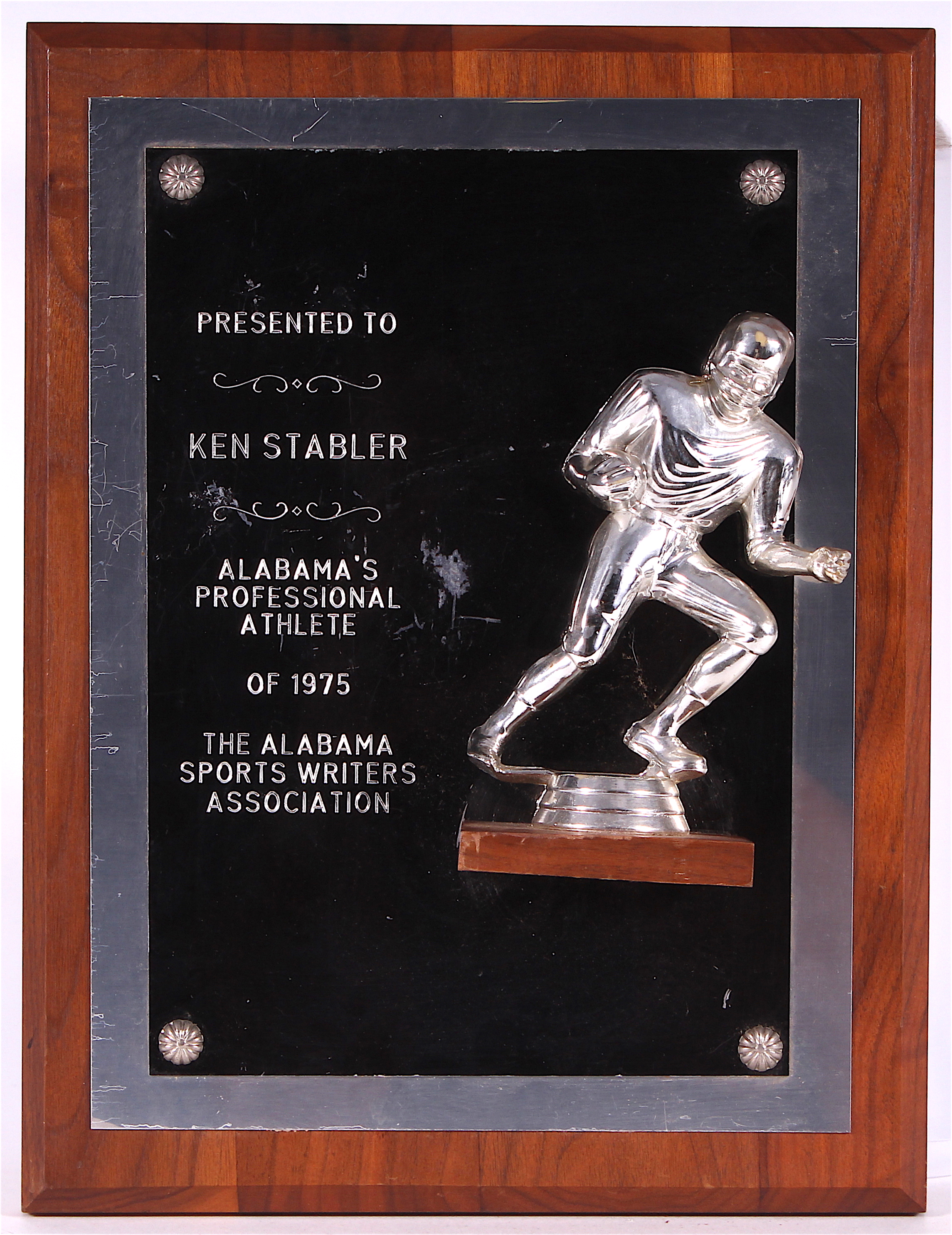 Ken Stabler 1975 "Alabama's Professional Athlete" of the Year Presentation Trophy (Stabler LOA) at PristineAuction.com Ken Stabler 1975 "Alabama's Professional Athlete" of the Year Presentation Trophy (Stabler LOA) at PristineAuction.com