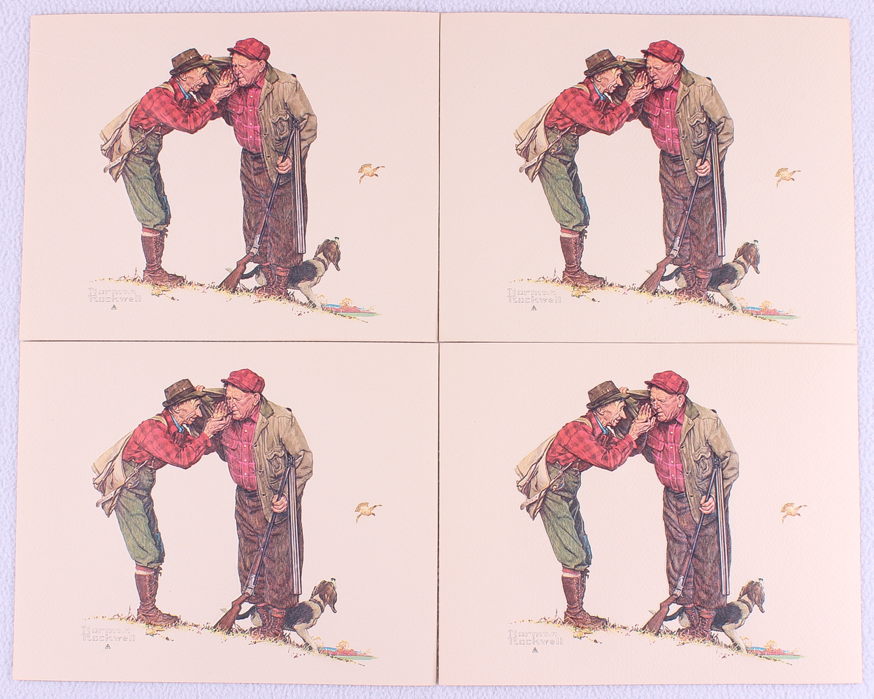 Lot of (5) Vintage 1970s Norman Rockwell Hunting 8x10 Embossed Lithographs at PristineAuction.com Lot of (5) Vintage 1970s Norman Rockwell Hunting 8x10 Embossed Lithographs at PristineAuction.com