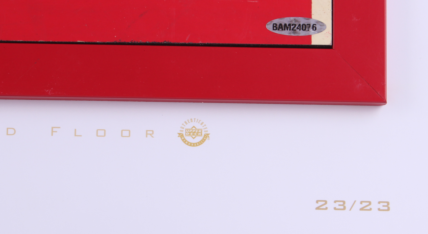 Michael Jordan Signed Bulls 28x35 Custom Framed Authentic Game-Used Floor Piece Limited Edition #23/23 (UDA COA) at PristineAuction.com Michael Jordan Signed Bulls 28x35 Custom Framed Authentic Game-Used Floor Piece Limited Edition #23/23 (UDA COA) at PristineAuction.com