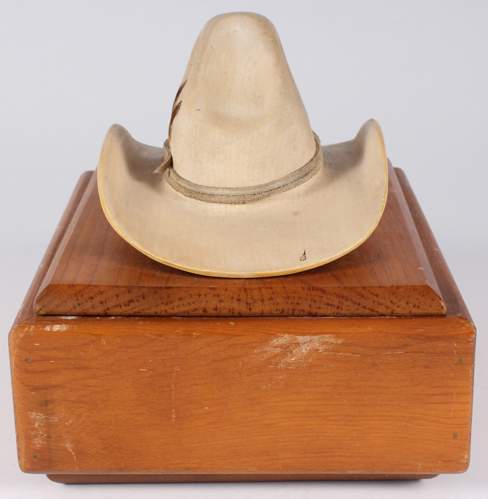 Custom Wooden Box with Cowboy Hat from Ken Stabler's Desk (Stabler LOA) at PristineAuction.com Custom Wooden Box with Cowboy Hat from Ken Stabler's Desk (Stabler LOA) at PristineAuction.com