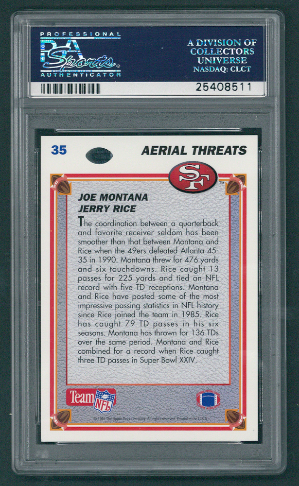 Joe Montana & Jerry Rice Signed 1991 Upper Deck #35 Joe Montana / Jerry Rice (PSA Encapsulated) at PristineAuction.com Joe Montana & Jerry Rice Signed 1991 Upper Deck #35 Joe Montana / Jerry Rice (PSA Encapsulated) at PristineAuction.com