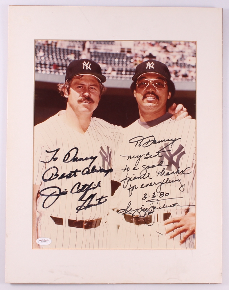 Jim "Catfish" Hunter & Reggie Jackson Signed Yankees 14x18 Custom