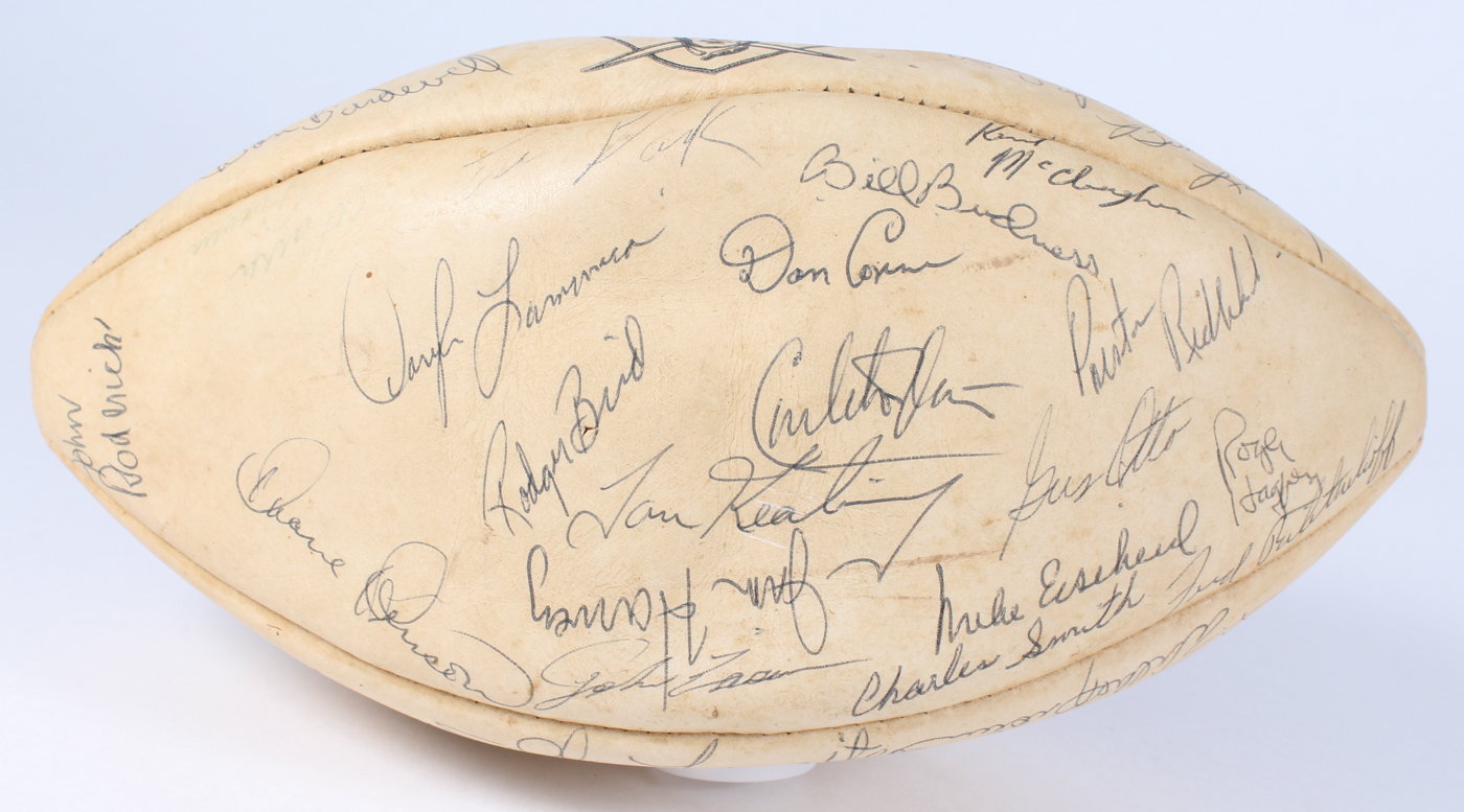 1968 Raiders Vintage AFL Football Team-Signed by (51) with Ken Stabler (Rookie Year), Gene Upshaw, Daryle Lamonica, George Blanda, Jim Otto (Stabler LOA) at PristineAuction.com 1968 Raiders Vintage AFL Football Team-Signed by (51) with Ken Stabler (Rookie Year), Gene Upshaw, Daryle Lamonica, George Blanda, Jim Otto (Stabler LOA) at PristineAuction.com