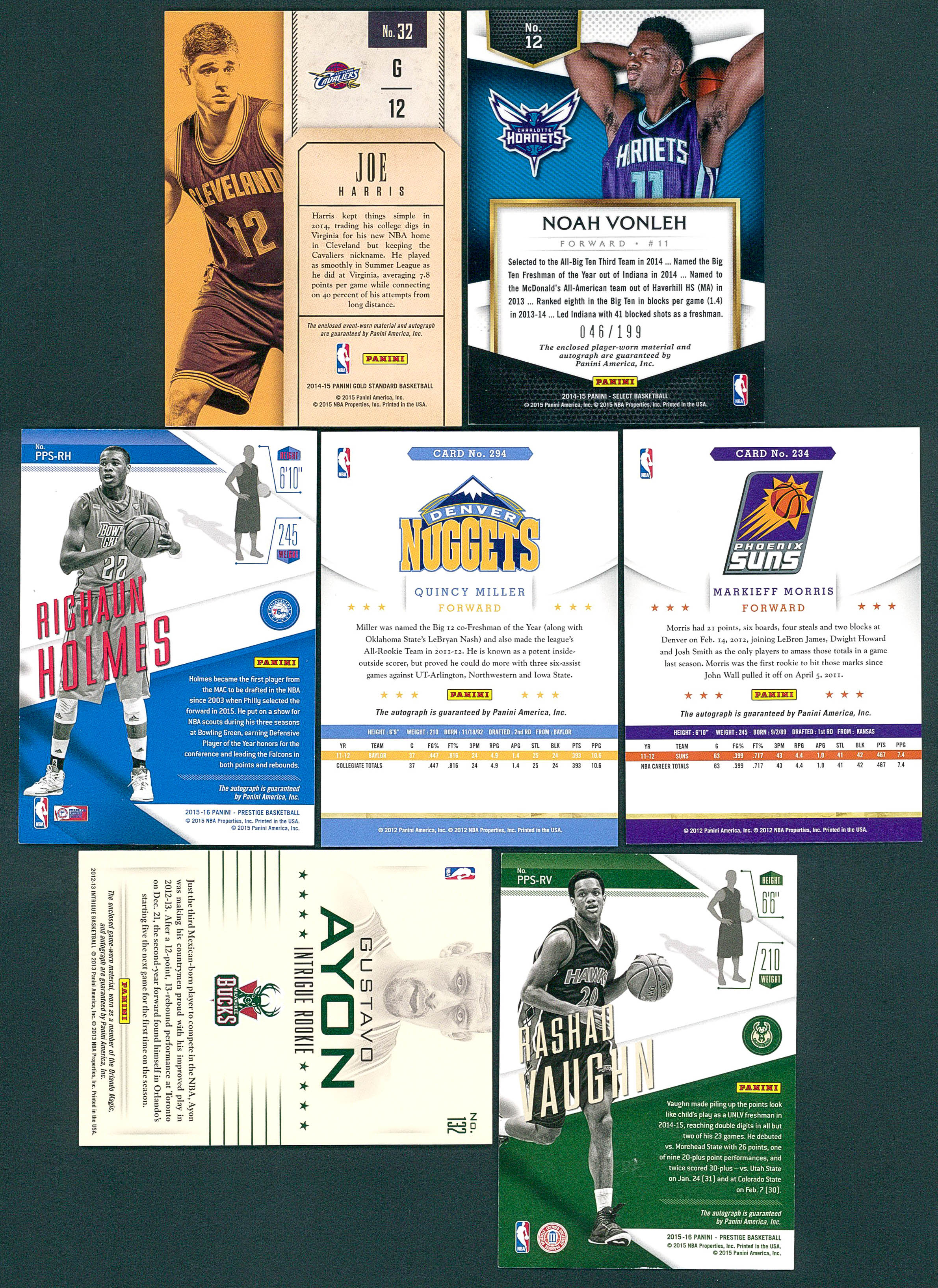 Lot of (7) Autographed Basketball RC's with Joe Harris, Noah Vonleh, Richaun Holmes, Quincy Miller, Markieff Morris at PristineAuction.com Lot of (7) Autographed Basketball RC's with Joe Harris, Noah Vonleh, Richaun Holmes, Quincy Miller, Markieff Morris at PristineAuction.com