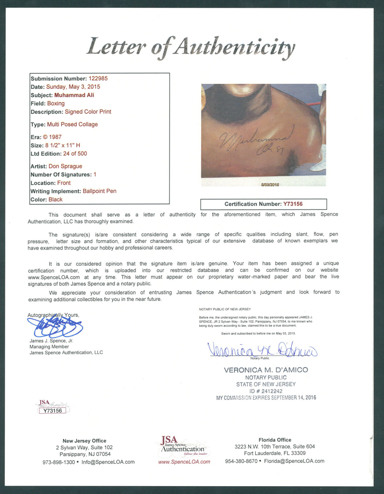 Muhammad Ali Signed LE 8x11 Lithograph (JSA LOA) at PristineAuction.com Muhammad Ali Signed LE 8x11 Lithograph (JSA LOA) at PristineAuction.com