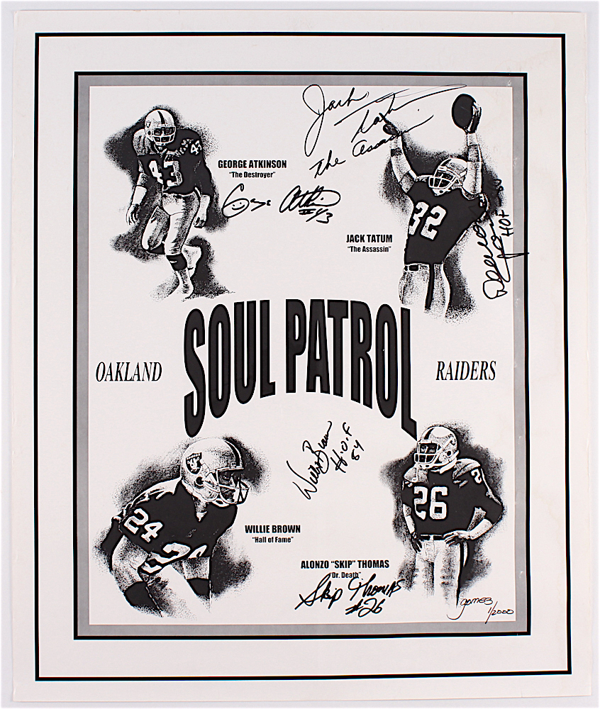 Raiders Limited Edition 20" x 24" Lithograph Signed by (4) with Jack Tatum, George Atkinson, Willie Brown, Alonzo "Skip" Thomas & Deacon Jones #1/2000 (Stabler LOA) at PristineAuction.com Raiders Limited Edition 20" x 24" Lithograph Signed by (4) with Jack Tatum, George Atkinson, Willie Brown, Alonzo "Skip" Thomas & Deacon Jones #1/2000 (Stabler LOA) at PristineAuction.com