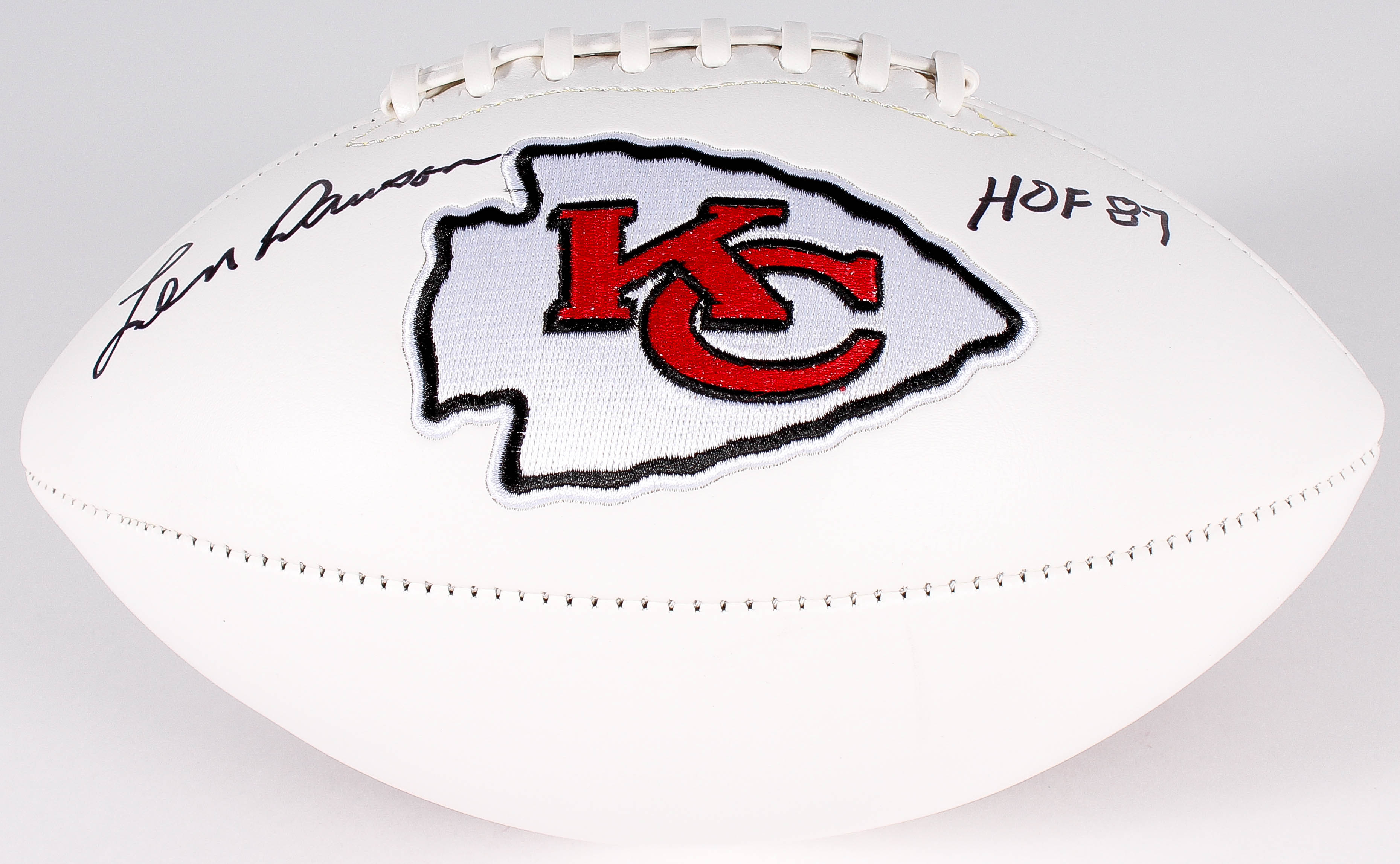 Len Dawson Signed Chiefs Logo Football Inscribed "HOF 87" (JSA COA) at PristineAuction.com Len Dawson Signed Chiefs Logo Football Inscribed "HOF 87" (JSA COA) at PristineAuction.com