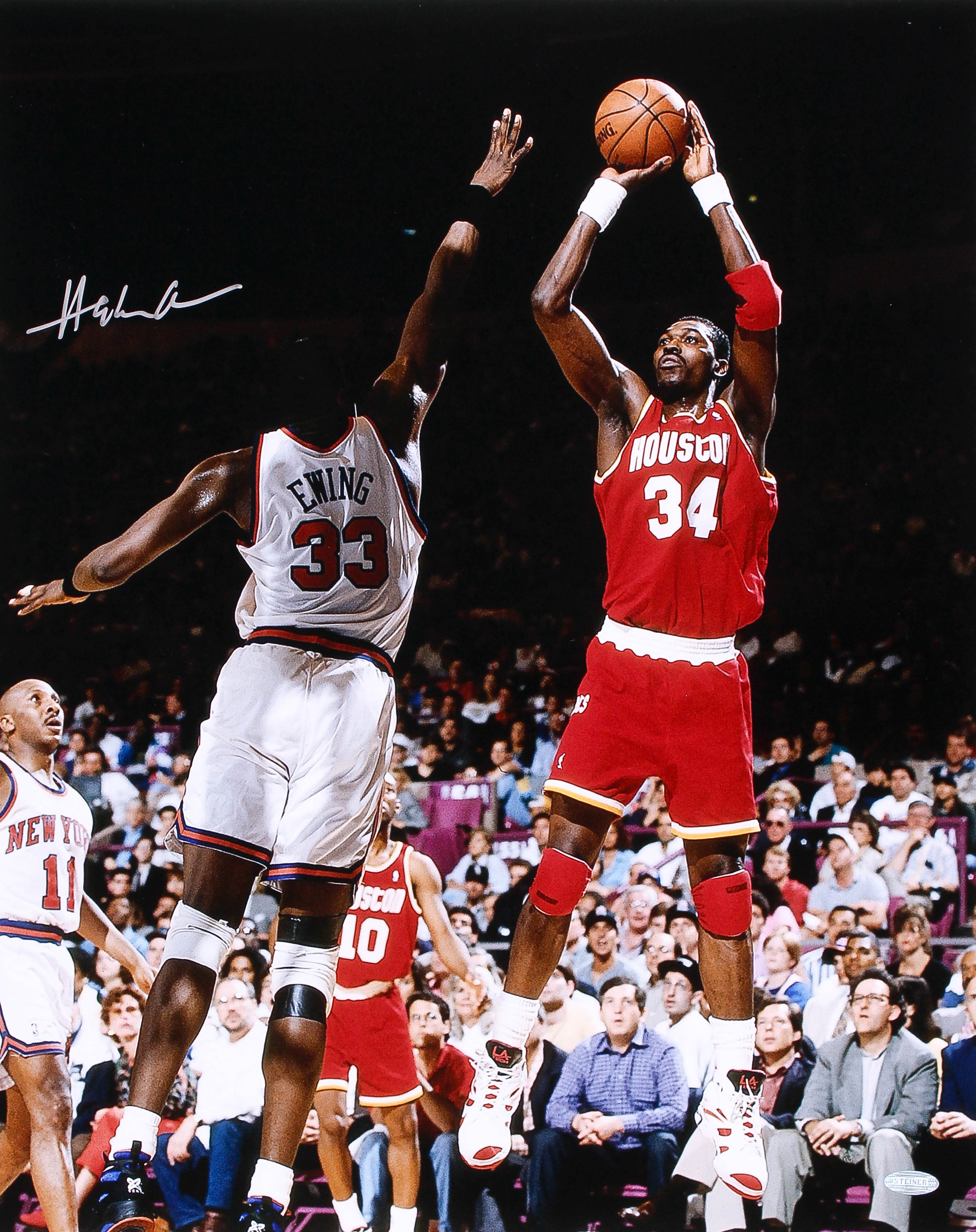 Hakeem Olajuwon Signed Rockets 16x20 Photo vs. Patrick Ewing (Steiner COA) at PristineAuction.com Hakeem Olajuwon Signed Rockets 16x20 Photo vs. Patrick Ewing (Steiner COA) at PristineAuction.com