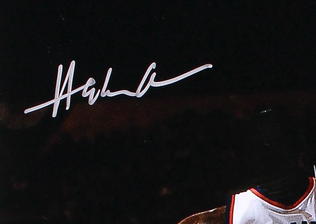 Hakeem Olajuwon Signed Rockets 16x20 Photo vs. Patrick Ewing (Steiner COA) at PristineAuction.com Hakeem Olajuwon Signed Rockets 16x20 Photo vs. Patrick Ewing (Steiner COA) at PristineAuction.com