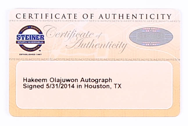 Hakeem Olajuwon Signed Rockets 16x20 Photo vs. Patrick Ewing (Steiner COA) at PristineAuction.com Hakeem Olajuwon Signed Rockets 16x20 Photo vs. Patrick Ewing (Steiner COA) at PristineAuction.com