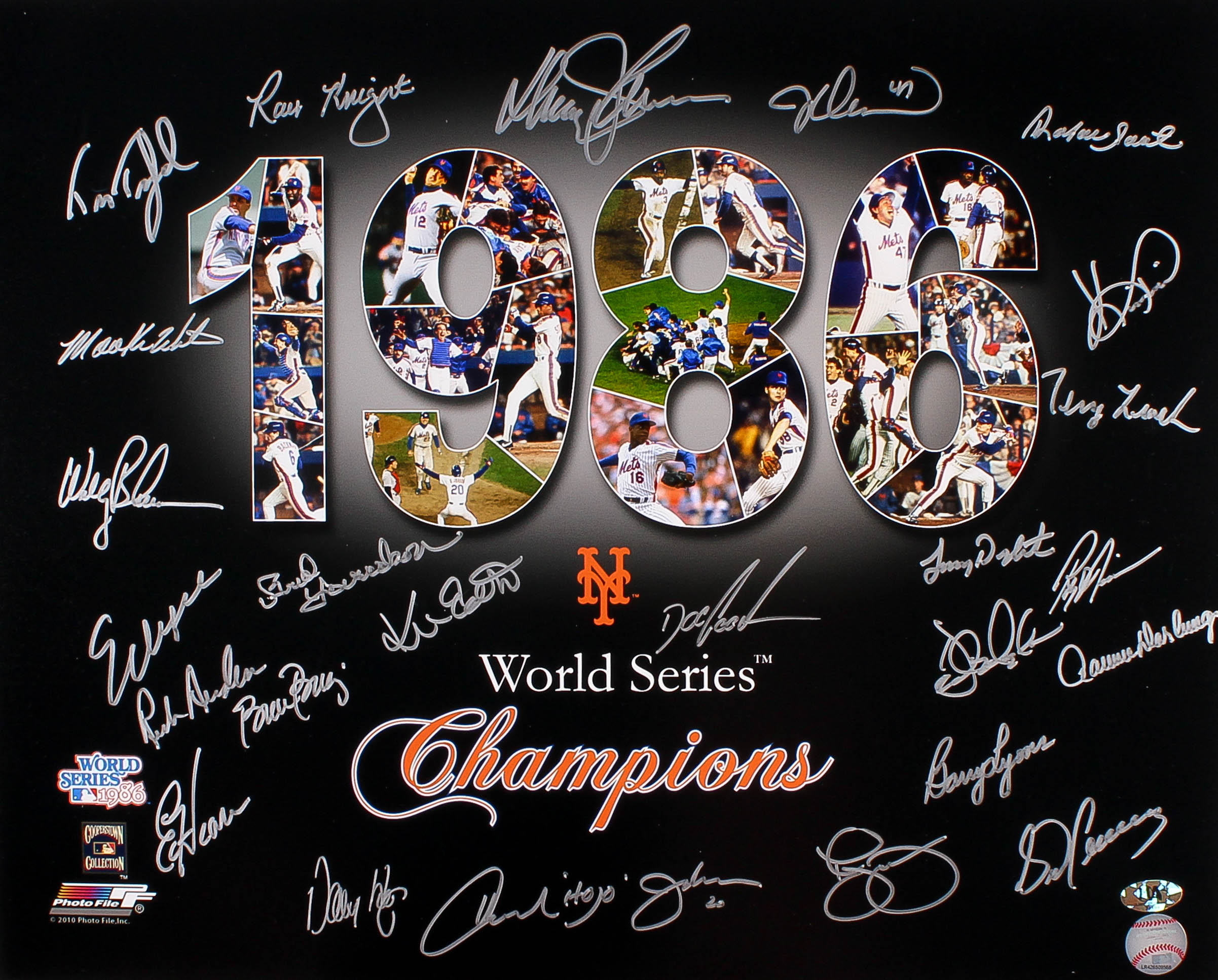 1986 Mets World Series Champions 16x20 Photo Team Signed by (25) with Lenny Dykstra, Dwight "Doc" Gooden, Mookie Wilson, Bud Harrelson, Jesse Orosco (MAB Hologram) at PristineAuction.com 1986 Mets World Series Champions 16x20 Photo Team Signed by (25) with Lenny Dykstra, Dwight "Doc" Gooden, Mookie Wilson, Bud Harrelson, Jesse Orosco (MAB Hologram) at PristineAuction.com