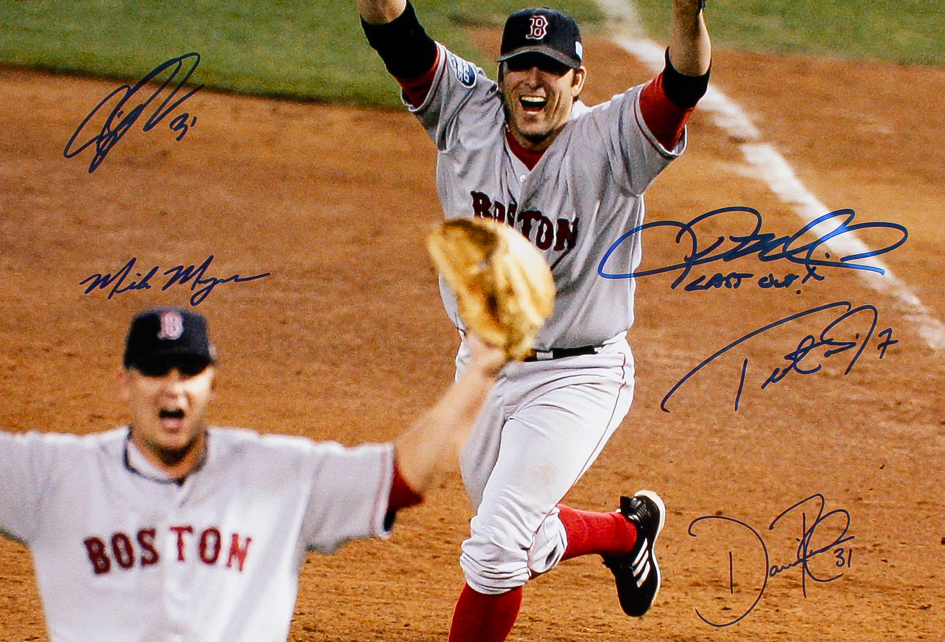 2004 Boston Red Sox 16x20 Photo Team Signed by (10) with Dave Roberts, Orlando Cabrera, Trot Nixon (MAB Hologram) at PristineAuction.com 2004 Boston Red Sox 16x20 Photo Team Signed by (10) with Dave Roberts, Orlando Cabrera, Trot Nixon (MAB Hologram) at PristineAuction.com
