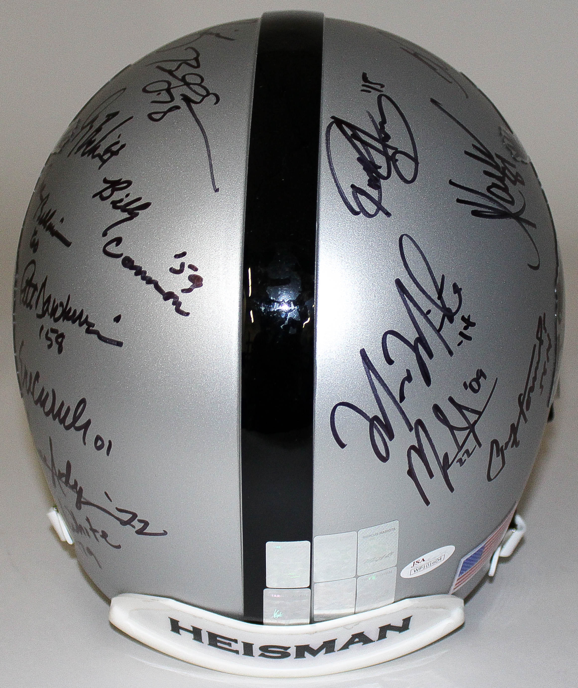 Heisman Trophy Full-Size Authentic Pro-Line Helmet Signed & Inscribed by (21) winners with Bo Jackson, Jameis Winston, Marcus Allen, Marcus Mariota, Tim Brown (JSA COA & Player Holograms) at PristineAuction.com Heisman Trophy Full-Size Authentic Pro-Line Helmet Signed & Inscribed by (21) winners with Bo Jackson, Jameis Winston, Marcus Allen, Marcus Mariota, Tim Brown (JSA COA & Player Holograms) at PristineAuction.com