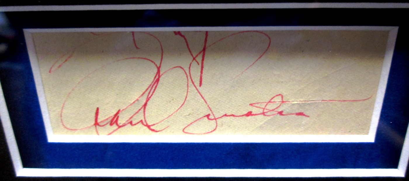 Multi-Signed Rat Pack 32x27 Custom Framed Display with Authentic Sands Las Vegas Memorabilia Signed by (5) with Frank Sinatra, Dean Martin, Sammy Davis Jr., Peter Lawford & Joey Bishop (JSA LOA & COA) at PristineAuction.com Multi-Signed Rat Pack 32x27 Custom Framed Display with Authentic Sands Las Vegas Memorabilia Signed by (5) with Frank Sinatra, Dean Martin, Sammy Davis Jr., Peter Lawford & Joey Bishop (JSA LOA & COA) at PristineAuction.com