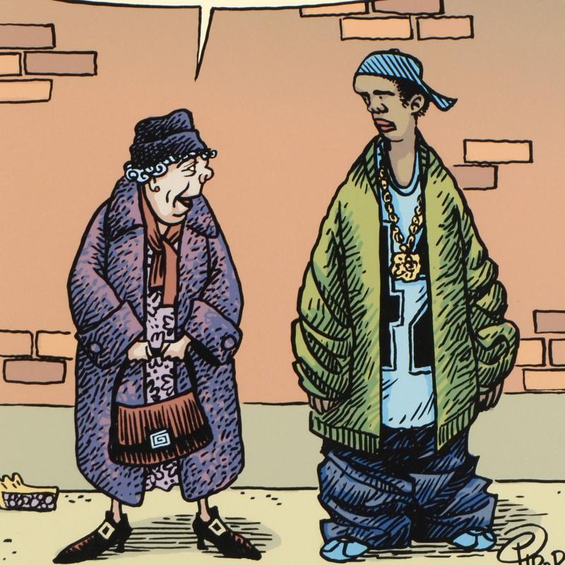 Dan Piraro Signed Bizarro! "Baggy Pants" Custom Framed 17x19 LE Giclee on Paper at PristineAuction.com Dan Piraro Signed Bizarro! "Baggy Pants" Custom Framed 17x19 LE Giclee on Paper at PristineAuction.com