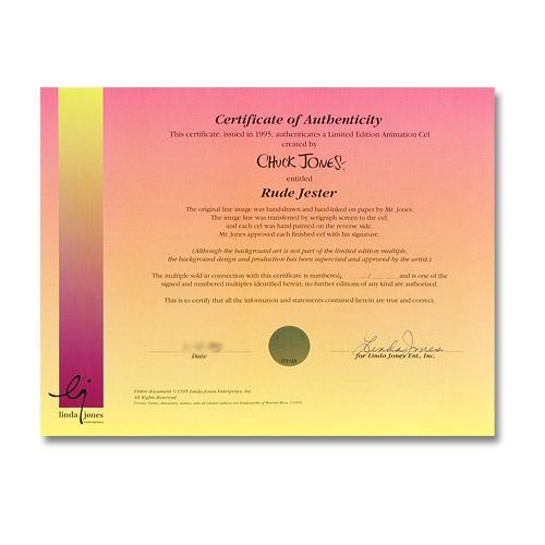 Chuck Jones "Rude Jester" Signed Sold Out Limited Edition 12x10 Animation Cel at PristineAuction.com Chuck Jones "Rude Jester" Signed Sold Out Limited Edition 12x10 Animation Cel at PristineAuction.com