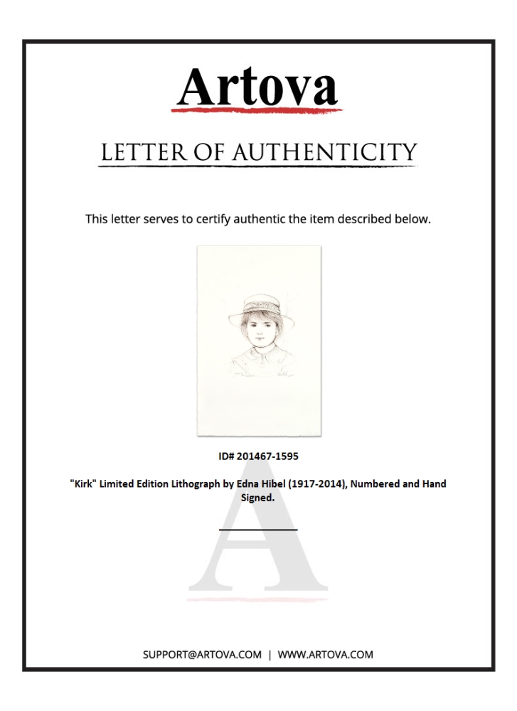 "Kirk" LE 10x15 Lithograph by Edna Hibel (Artova) at PristineAuction.com "Kirk" LE 10x15 Lithograph by Edna Hibel (Artova) at PristineAuction.com