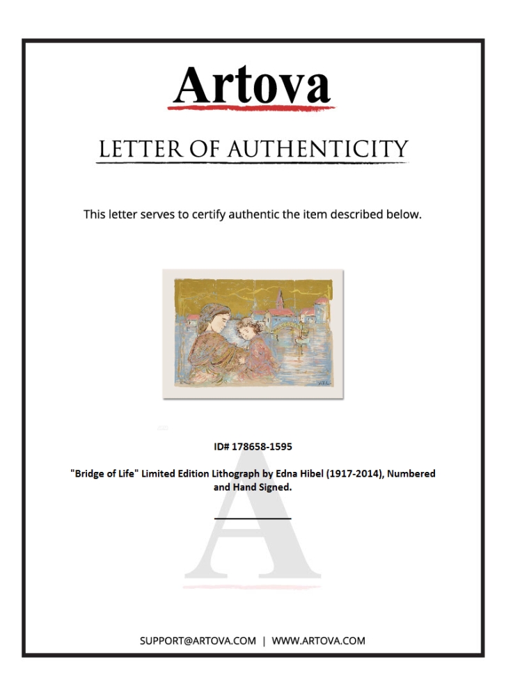 "Bridge of Life" LE 20x15 Lithograph by Edna Hibel (Artova) at PristineAuction.com "Bridge of Life" LE 20x15 Lithograph by Edna Hibel (Artova) at PristineAuction.com