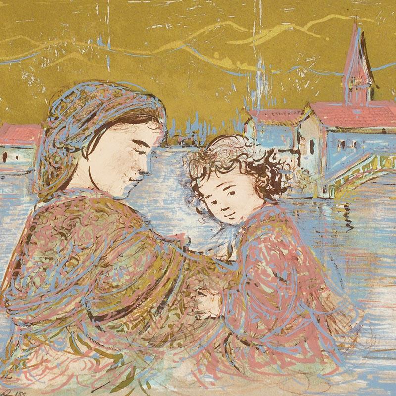 "Bridge of Life" LE 20x15 Lithograph by Edna Hibel (Artova) at PristineAuction.com "Bridge of Life" LE 20x15 Lithograph by Edna Hibel (Artova) at PristineAuction.com