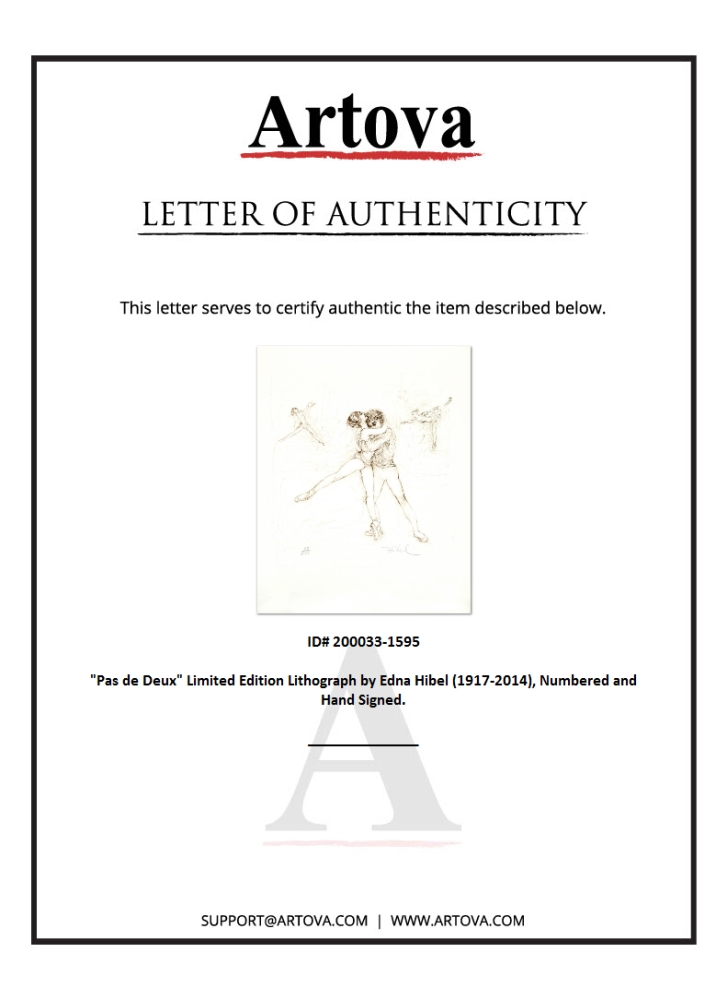 "Pas de Deux" LE 12x15 Lithograph by Edna Hibel (Artova) at PristineAuction.com "Pas de Deux" LE 12x15 Lithograph by Edna Hibel (Artova) at PristineAuction.com