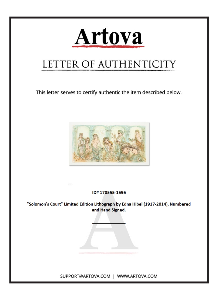 "Solomon's Court" LE 30x18 Lithograph by Edna Hibel (Artova) at PristineAuction.com "Solomon's Court" LE 30x18 Lithograph by Edna Hibel (Artova) at PristineAuction.com