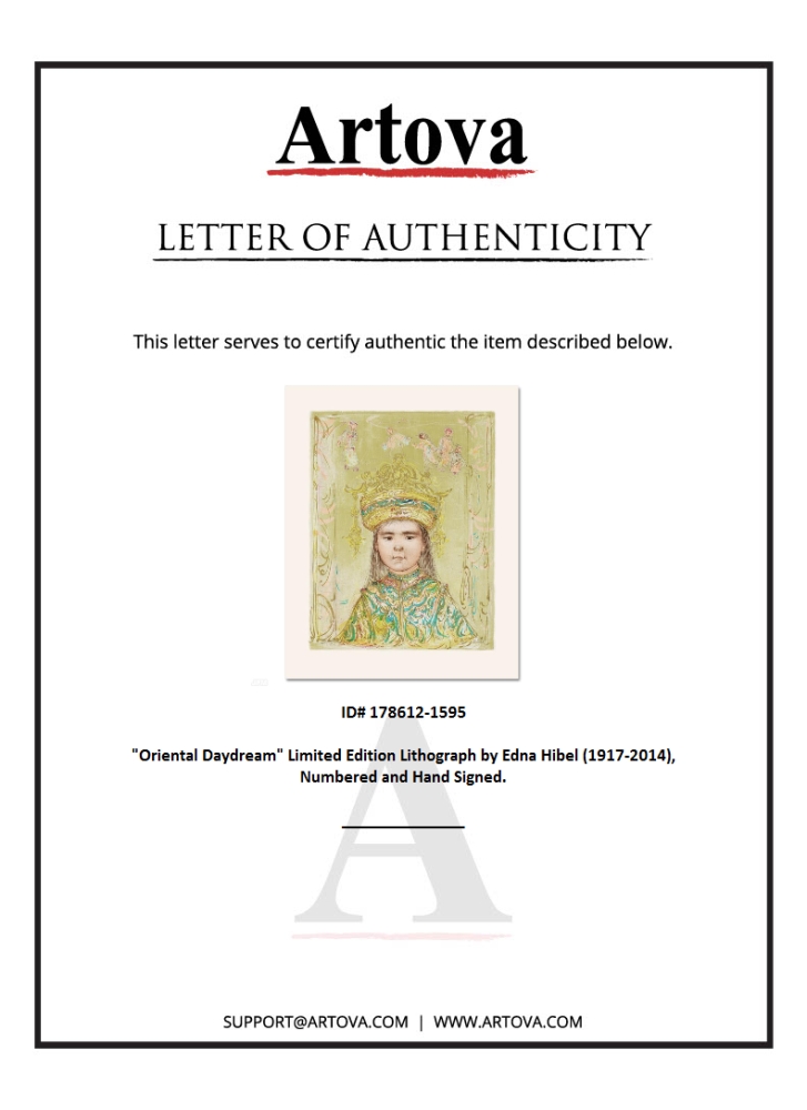 "Oriental Daydream" LE 18x22 Lithograph by Edna Hibel (Artova) at PristineAuction.com "Oriental Daydream" LE 18x22 Lithograph by Edna Hibel (Artova) at PristineAuction.com