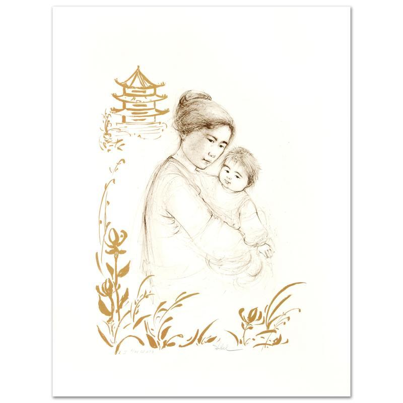 "Lei Jeigiong and her Baby in the Garden of Yun-Tai" LE 20x26 Lithograph by Edna Hibel (Artova) at PristineAuction.com "Lei Jeigiong and her Baby in the Garden of Yun-Tai" LE 20x26 Lithograph by Edna Hibel (Artova) at PristineAuction.com