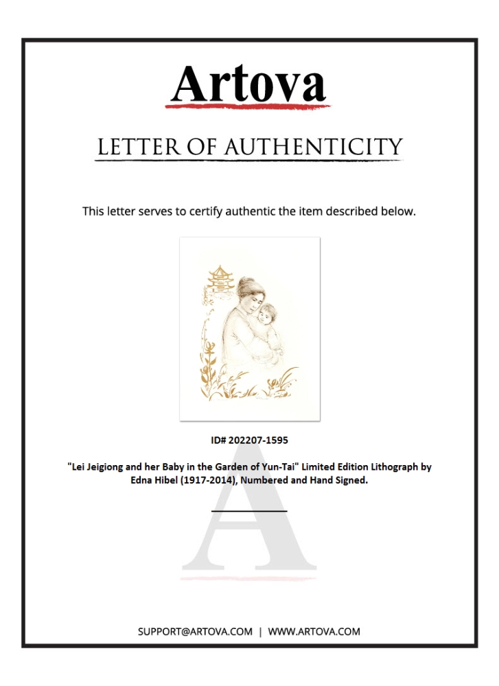 "Lei Jeigiong and her Baby in the Garden of Yun-Tai" LE 20x26 Lithograph by Edna Hibel (Artova) at PristineAuction.com "Lei Jeigiong and her Baby in the Garden of Yun-Tai" LE 20x26 Lithograph by Edna Hibel (Artova) at PristineAuction.com