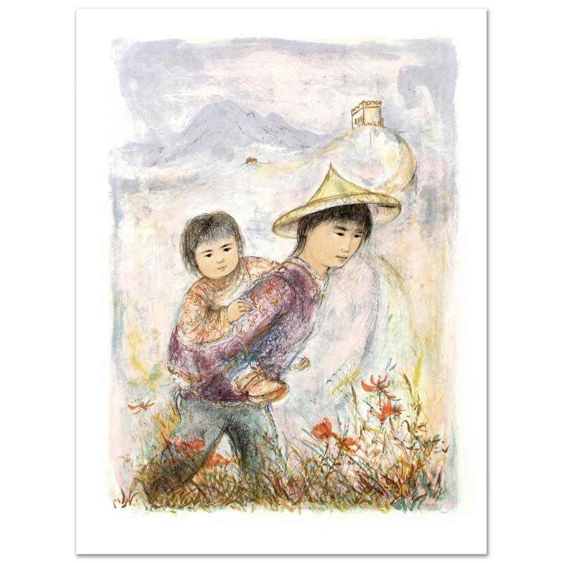 "The Great Wall" LE 22x30 Lithograph by Edna Hibel (Artova) at PristineAuction.com "The Great Wall" LE 22x30 Lithograph by Edna Hibel (Artova) at PristineAuction.com