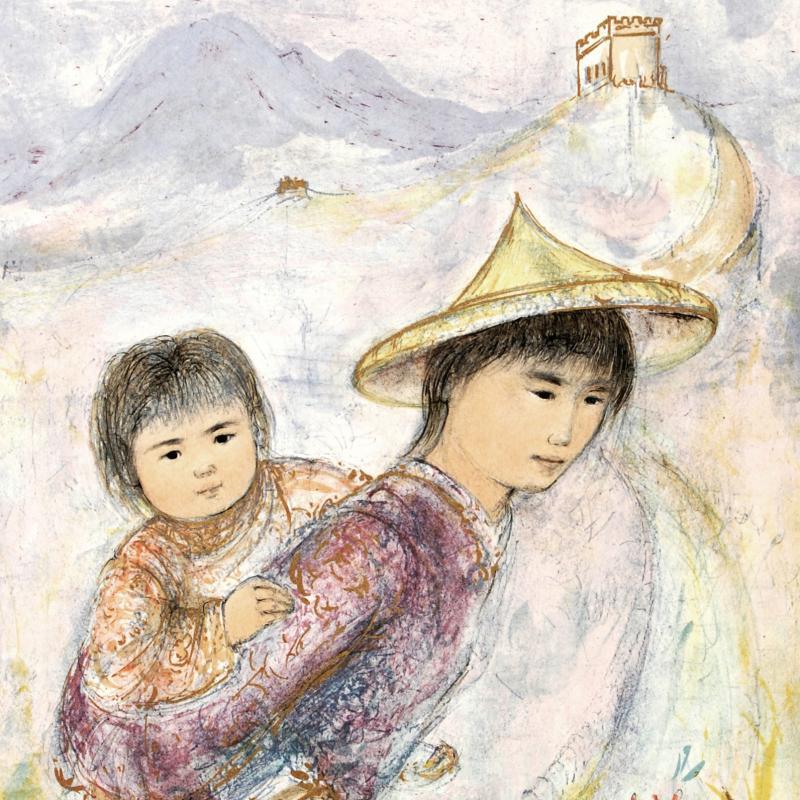 "The Great Wall" LE 22x30 Lithograph by Edna Hibel (Artova) at PristineAuction.com "The Great Wall" LE 22x30 Lithograph by Edna Hibel (Artova) at PristineAuction.com