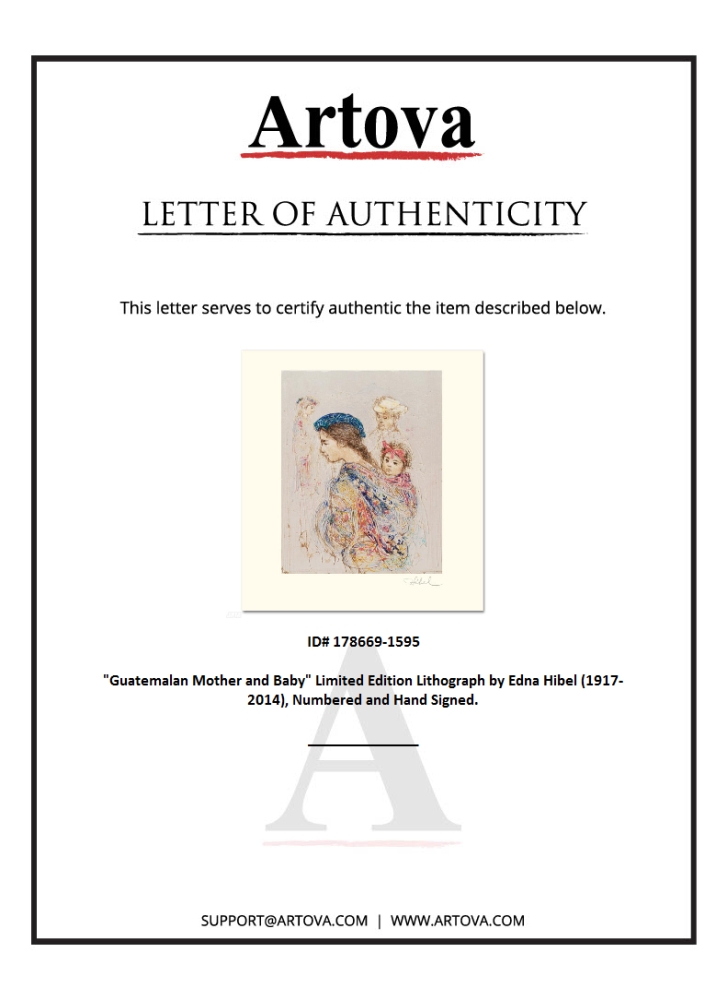 "Guatemalan Mother and Baby" LE 12x16 Lithograph by Edna Hibel (Artova) at PristineAuction.com "Guatemalan Mother and Baby" LE 12x16 Lithograph by Edna Hibel (Artova) at PristineAuction.com