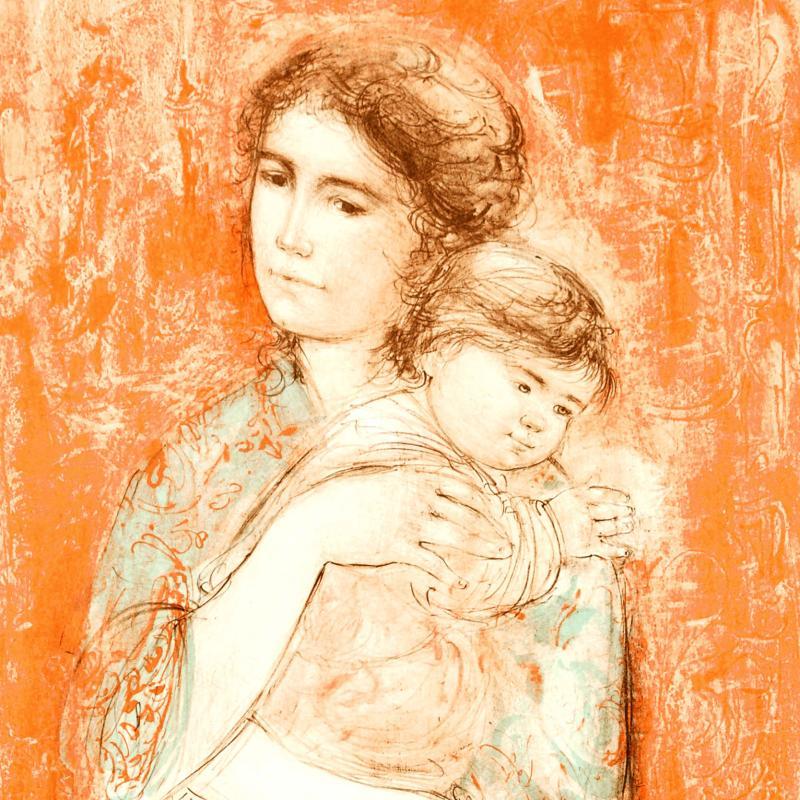 "Leona and Baby" LE 25x35 Lithograph by Edna HIbel (Artova) at PristineAuction.com "Leona and Baby" LE 25x35 Lithograph by Edna HIbel (Artova) at PristineAuction.com