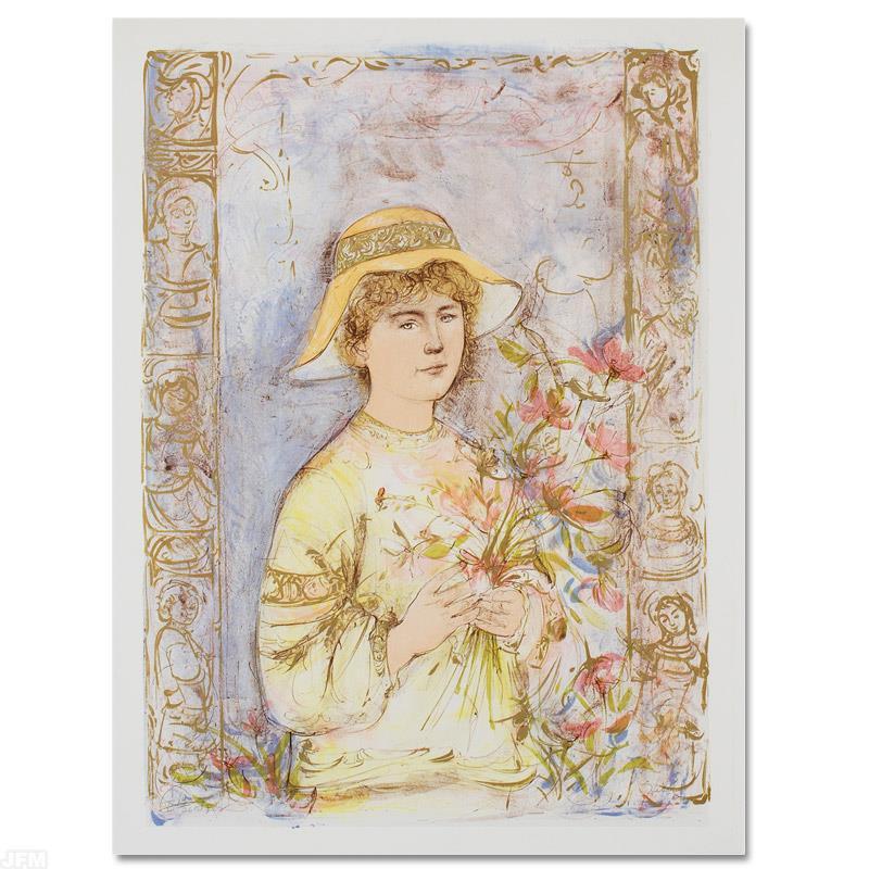 "Flora" LE 25x35 Lithograph by Edna Hibel (Artova) at PristineAuction.com "Flora" LE 25x35 Lithograph by Edna Hibel (Artova) at PristineAuction.com
