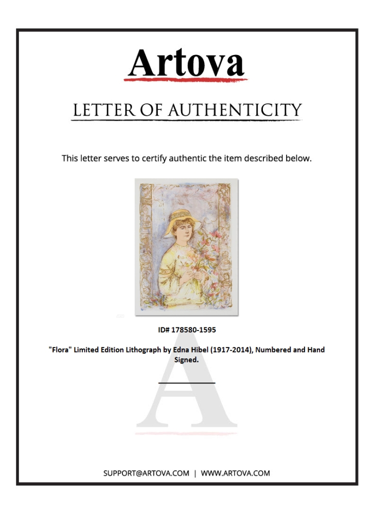 "Flora" LE 25x35 Lithograph by Edna Hibel (Artova) at PristineAuction.com "Flora" LE 25x35 Lithograph by Edna Hibel (Artova) at PristineAuction.com