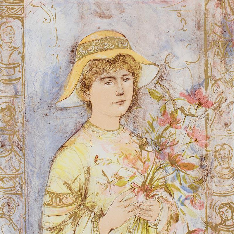 "Flora" LE 25x35 Lithograph by Edna Hibel (Artova) at PristineAuction.com "Flora" LE 25x35 Lithograph by Edna Hibel (Artova) at PristineAuction.com