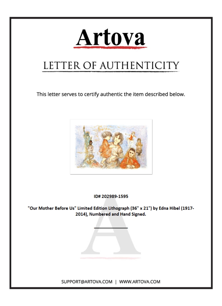 "Our Mother Before Us" LE 40x26 Lithograph by Edna Hibel (Artova) at PristineAuction.com "Our Mother Before Us" LE 40x26 Lithograph by Edna Hibel (Artova) at PristineAuction.com