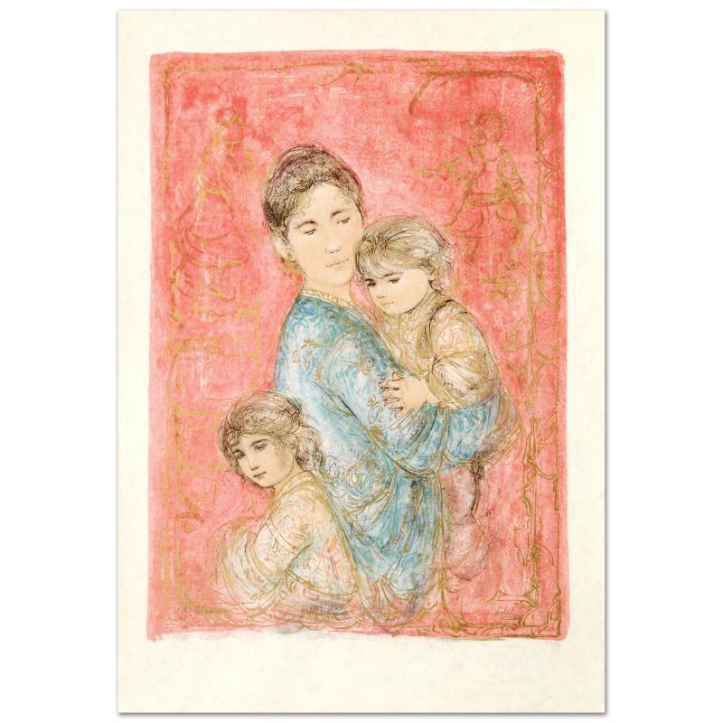 "Sonya and Family" LE 25x36 Lithograph on Rice Paper by Edna Hibel (Artova) at PristineAuction.com "Sonya and Family" LE 25x36 Lithograph on Rice Paper by Edna Hibel (Artova) at PristineAuction.com