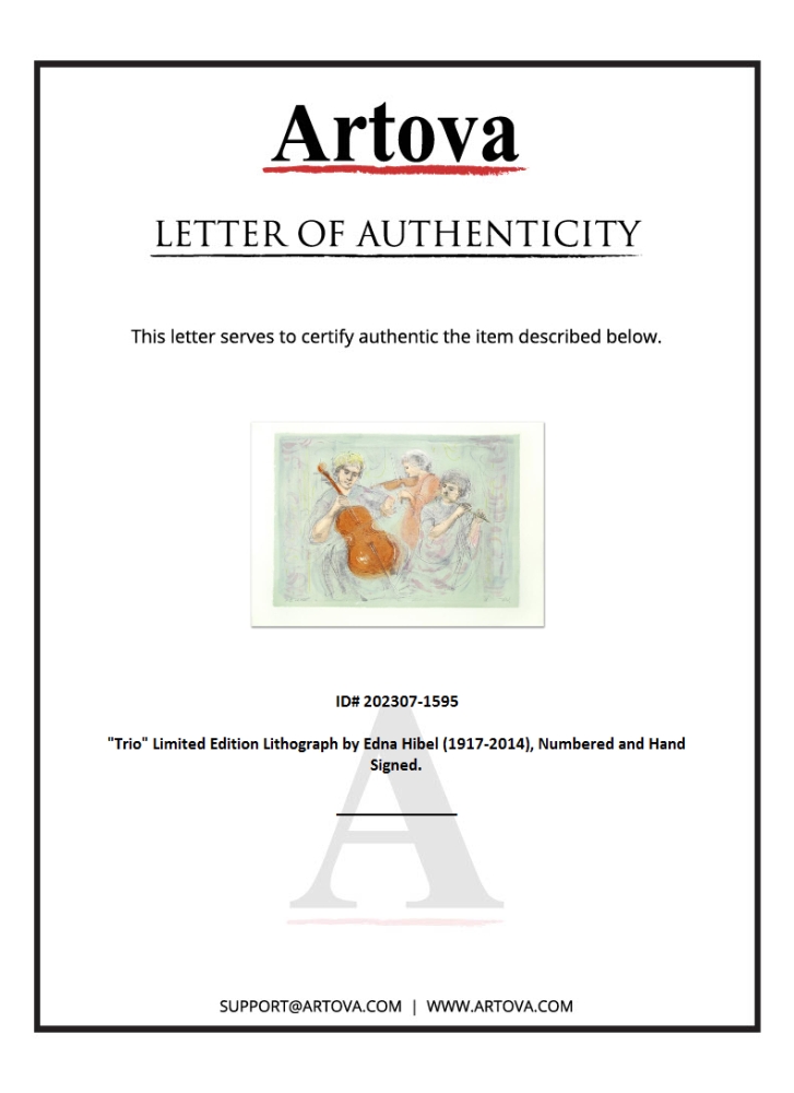 "Trio" LE 35x24 Lithograph by Edna Hibel (Artova) at PristineAuction.com "Trio" LE 35x24 Lithograph by Edna Hibel (Artova) at PristineAuction.com