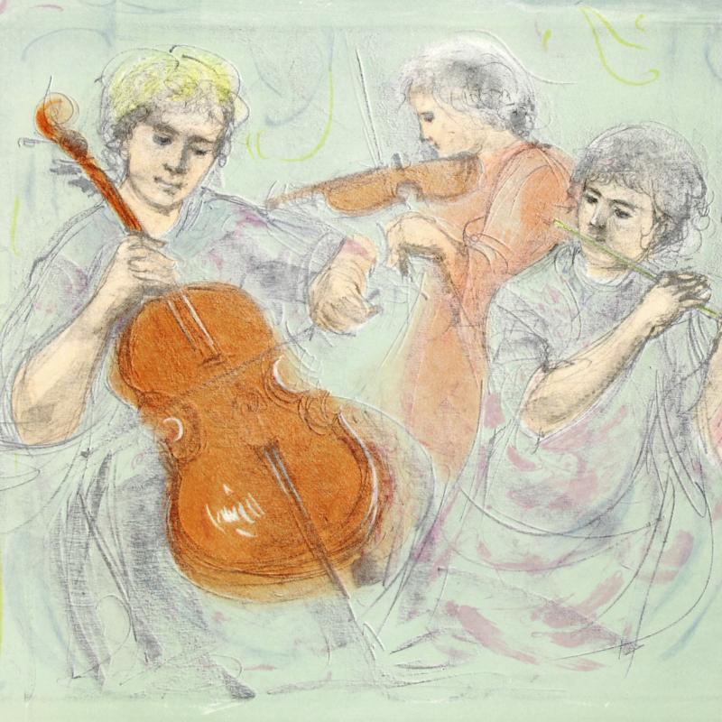 "Trio" LE 35x24 Lithograph by Edna Hibel (Artova) at PristineAuction.com "Trio" LE 35x24 Lithograph by Edna Hibel (Artova) at PristineAuction.com