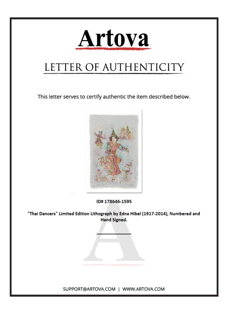 "Thai Dancers" LE 15x25 Lithograph by Edna Hibel (Artova) at PristineAuction.com "Thai Dancers" LE 15x25 Lithograph by Edna Hibel (Artova) at PristineAuction.com