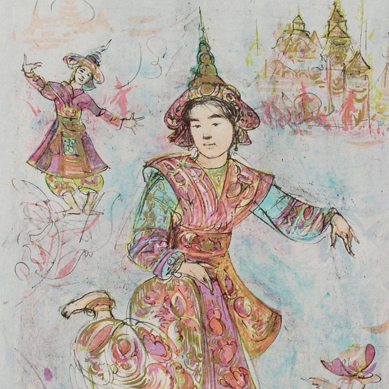 "Thai Dancers" LE 15x25 Lithograph by Edna Hibel (Artova) at PristineAuction.com "Thai Dancers" LE 15x25 Lithograph by Edna Hibel (Artova) at PristineAuction.com
