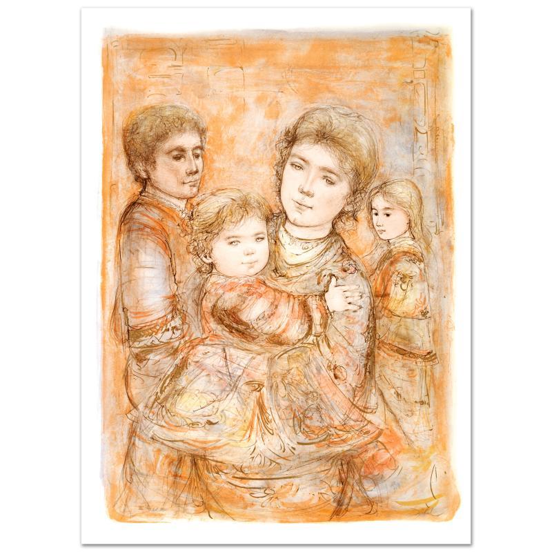 "Portrait of a Family" LE 31x44 Lithograph by Edna Hibel (Artova) at PristineAuction.com "Portrait of a Family" LE 31x44 Lithograph by Edna Hibel (Artova) at PristineAuction.com