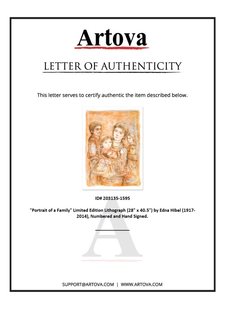 "Portrait of a Family" LE 31x44 Lithograph by Edna Hibel (Artova) at PristineAuction.com "Portrait of a Family" LE 31x44 Lithograph by Edna Hibel (Artova) at PristineAuction.com