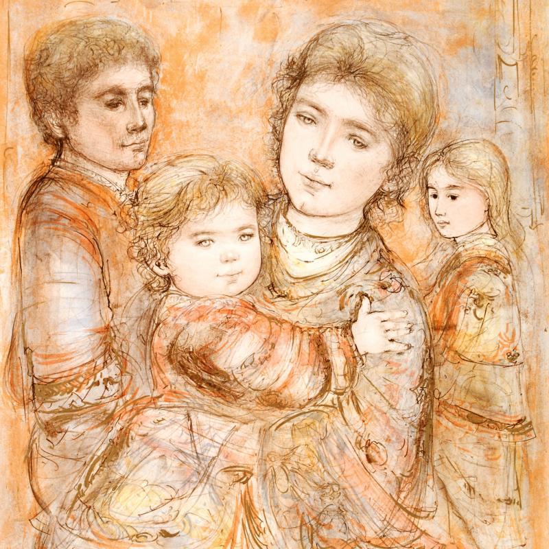 "Portrait of a Family" LE 31x44 Lithograph by Edna Hibel (Artova) at PristineAuction.com "Portrait of a Family" LE 31x44 Lithograph by Edna Hibel (Artova) at PristineAuction.com